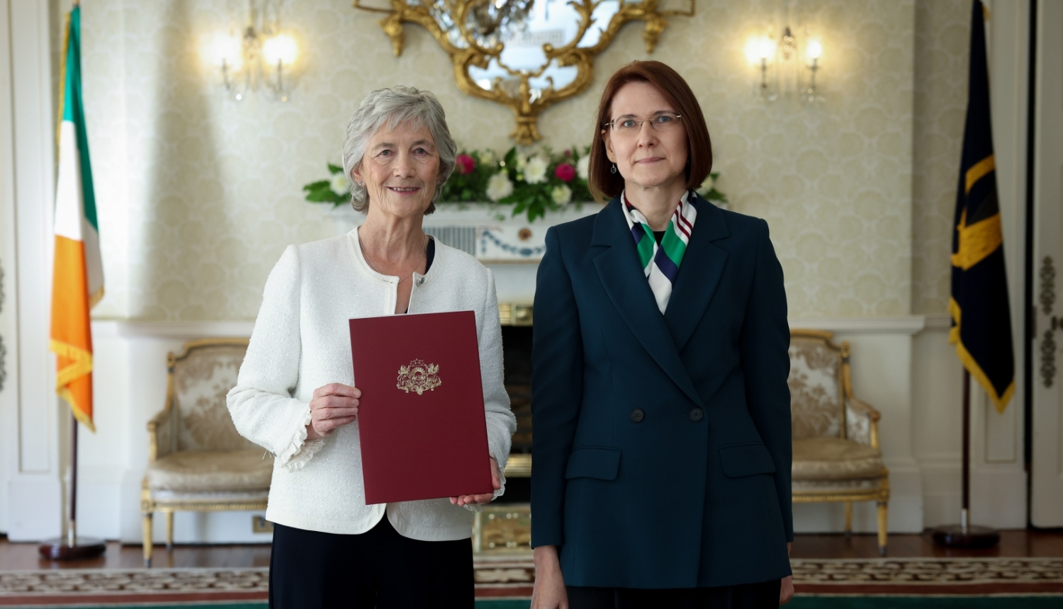 Ambassador of Latvia to Ireland Agnese Saliņa presents her letter of credence to the President of Ireland Catherine Martina Ann Connolly