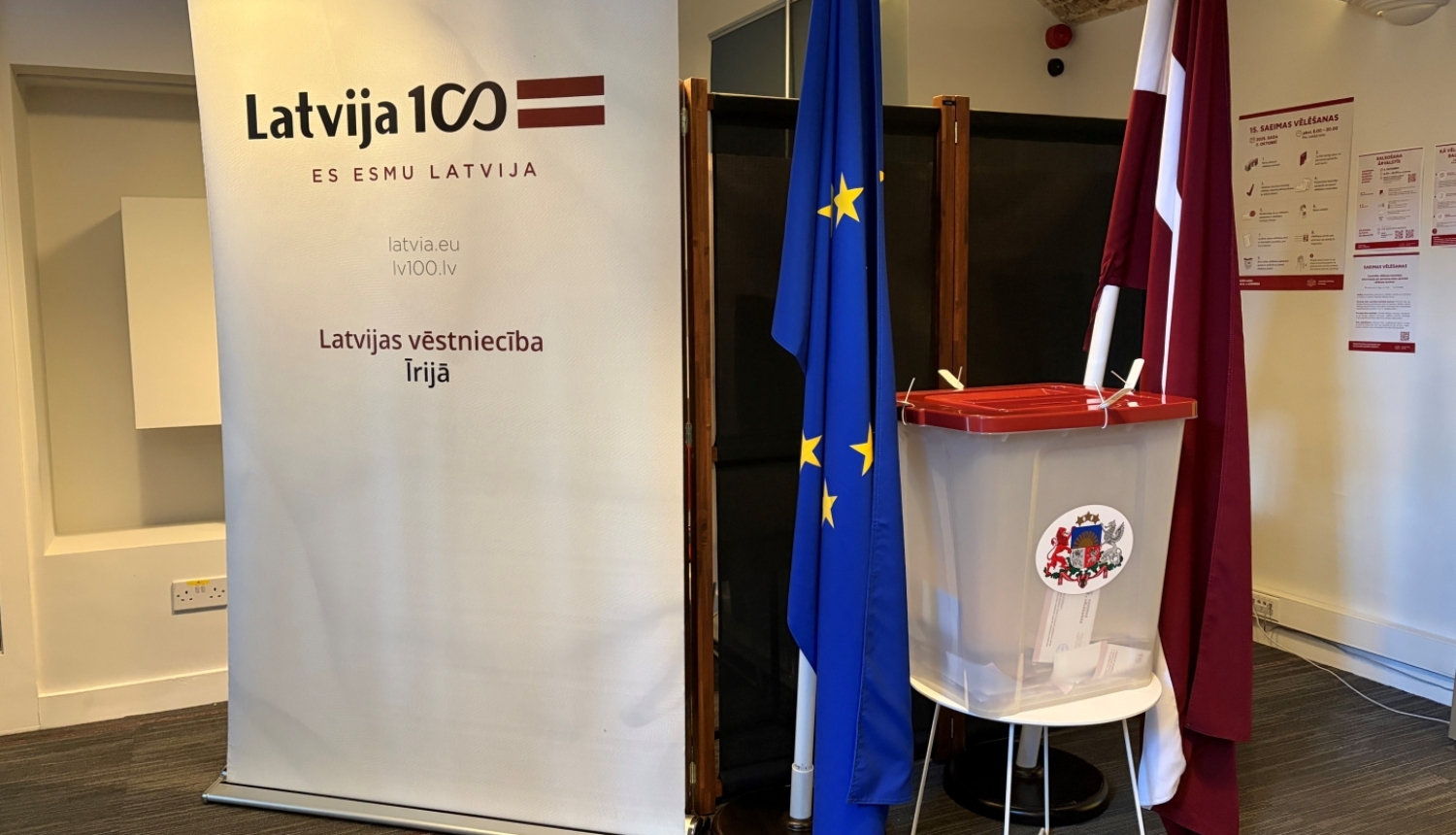 Vēlēšanu urna Latvijas vēstniecībā Īrijā 